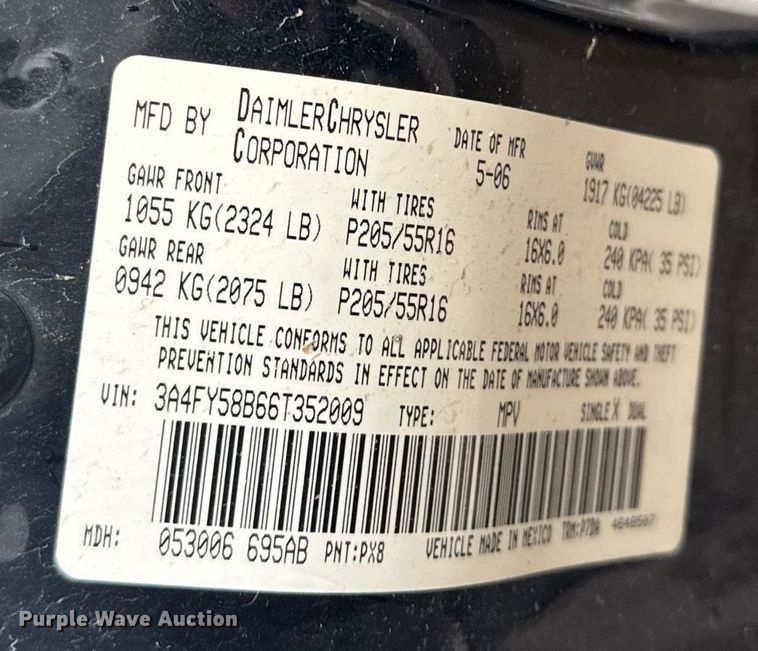 image for item EG6398 2006 Chrysler PT Cruiser Touring Edition 