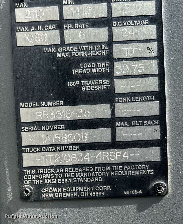 image for item EG7668 1995 Crown RR3510-35 order picker