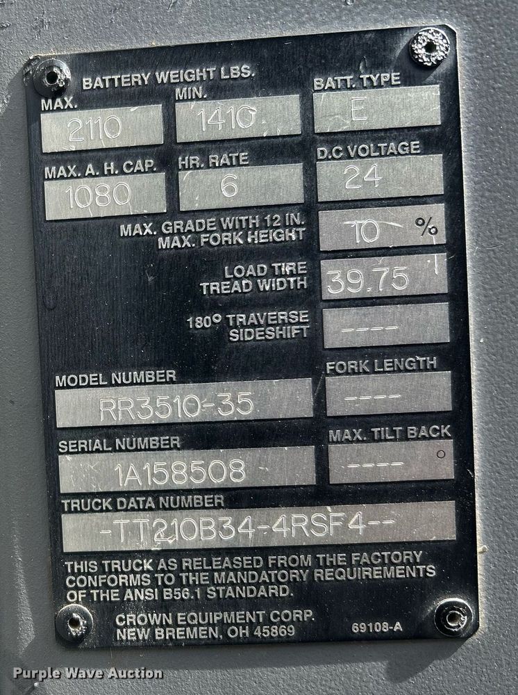 image for item EG7668 1995 Crown RR3510-35 order picker