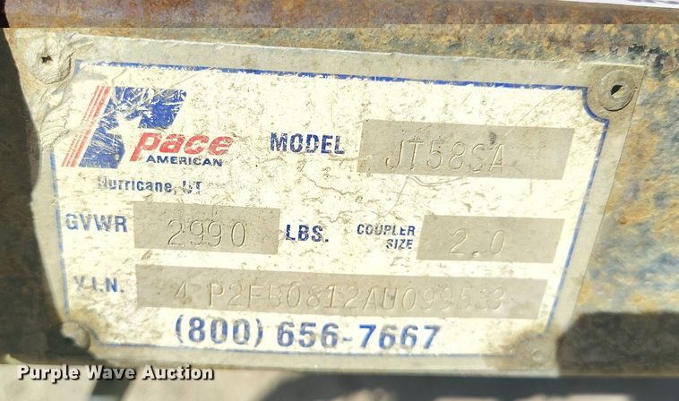 image for item EH0277 2010 Pace American JT58SA enclosed cargo trailer