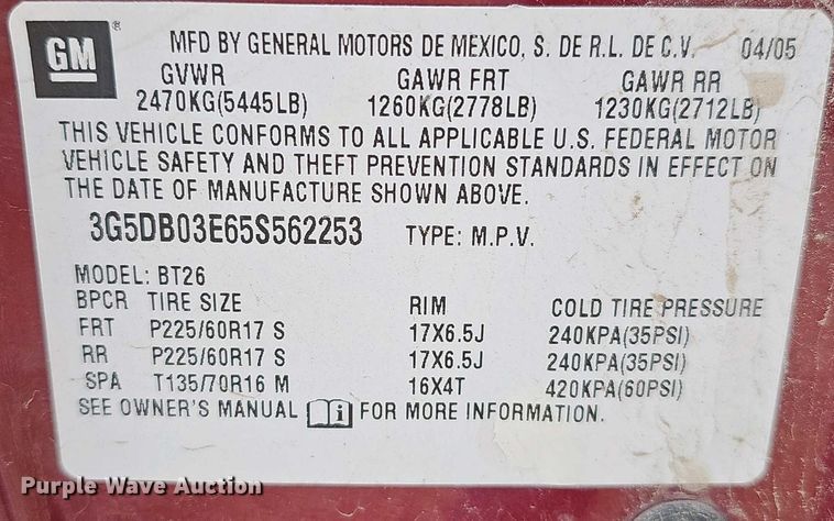 image for item EH8873 2005 Buick Rendezvous SUV