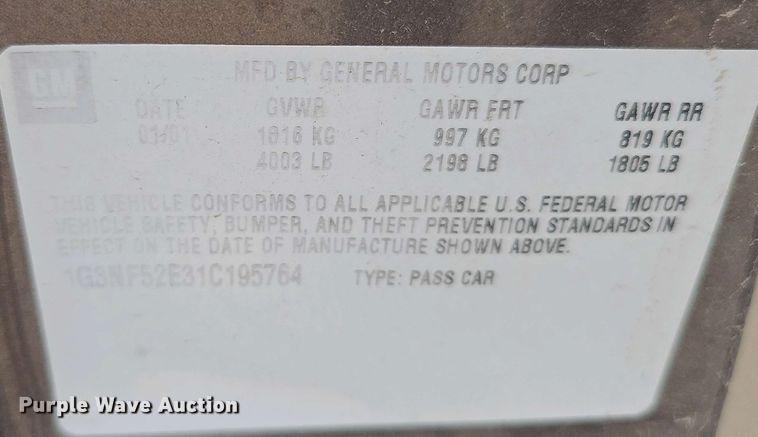 image for item EH8874 2001 Oldsmobile Alero 