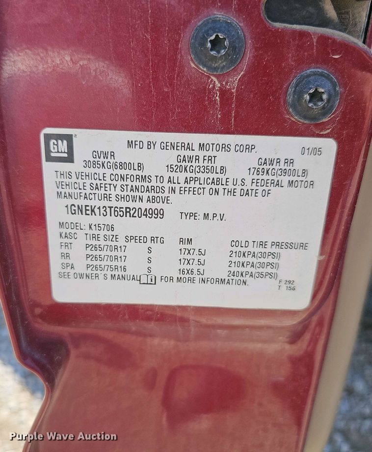 image for item EH8882 2005 Chevrolet Tahoe Z71 SUV