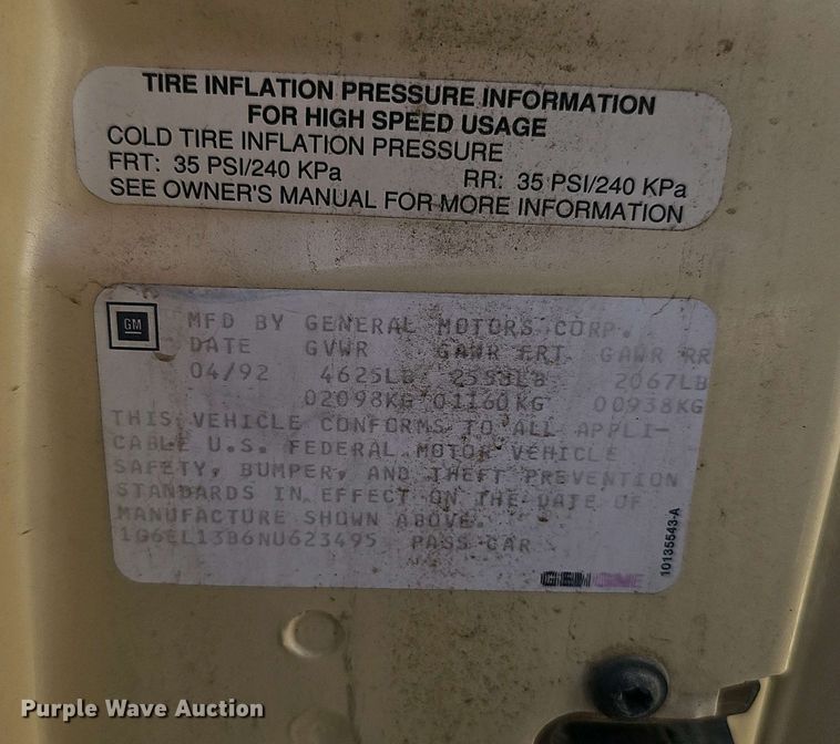 image for item EH8887 1992 Cadillac Eldorado 