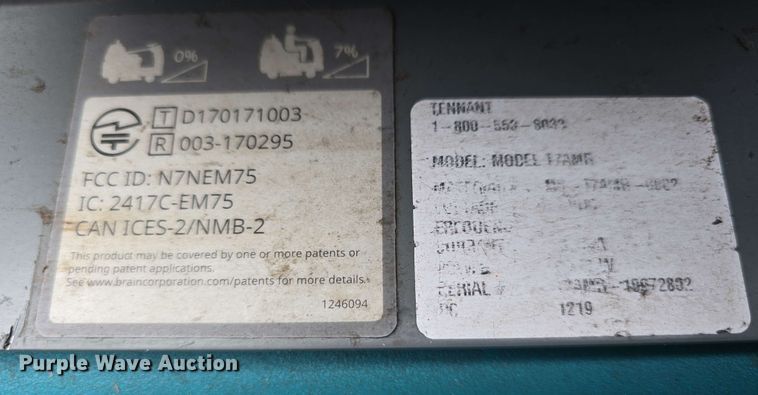 image for item EH8933 2019 Tennant T7AMR floor scrubber