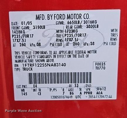 image for item EI8986 2005 Ford F150 pickup truck