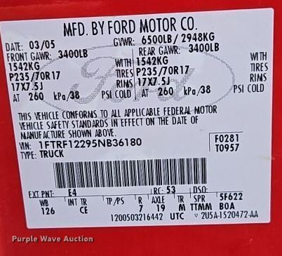 image for item EI8987 2005 Ford F150 pickup truck