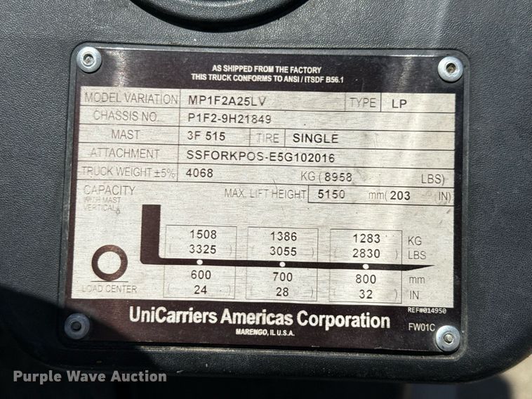 image for item EJ3656 UniCarriers PF50 forklift