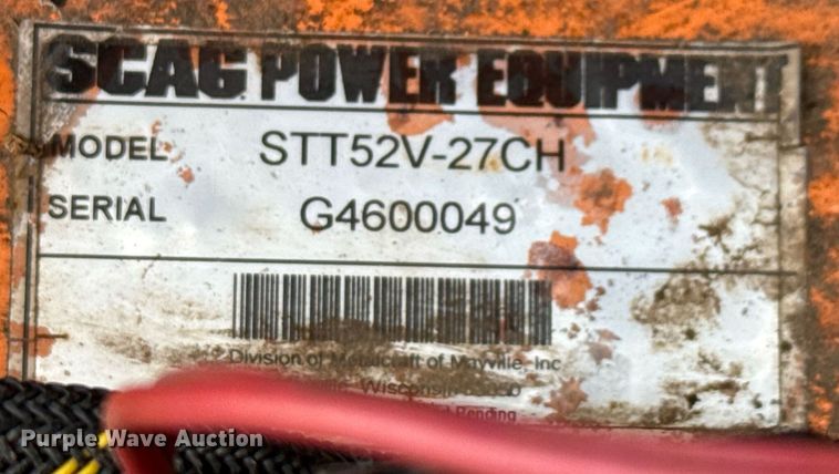 image for item EJ3677 Scag STT52V-27CH ZTR lawn mower