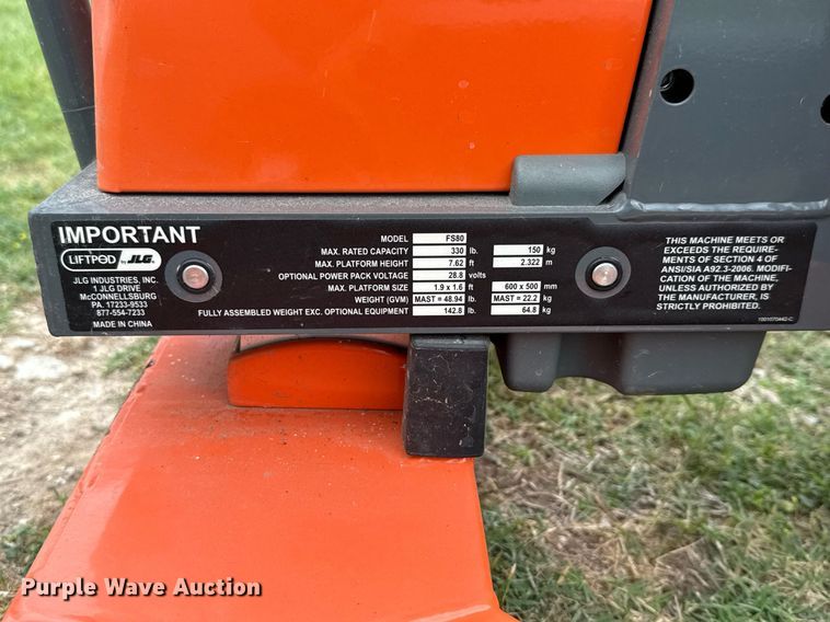 image for item EJ3684 JLG FS80 LiftPod vertical lift