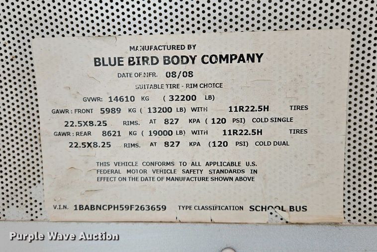 image for item EJ7457 2009 Blue Bird All American school bus