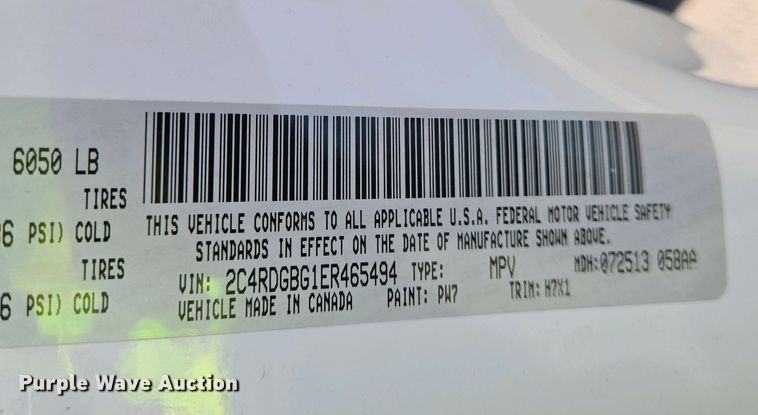 image for item EJ7462 2014 Dodge Grand Caravan van