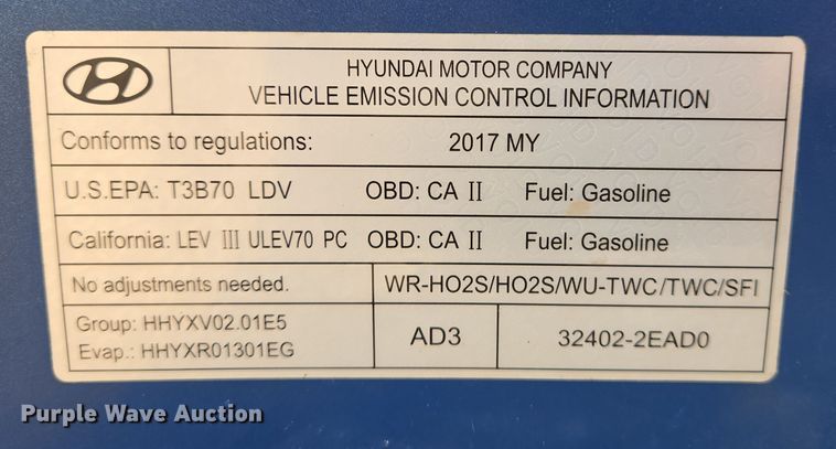 image for item EJ7486 2017 Hyundai Elantra SE 