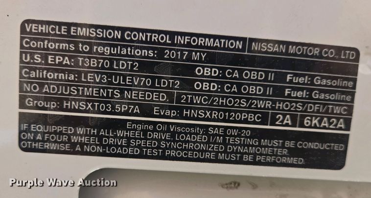 image for item EJ7487 2017 Nissan Pathfinder SUV