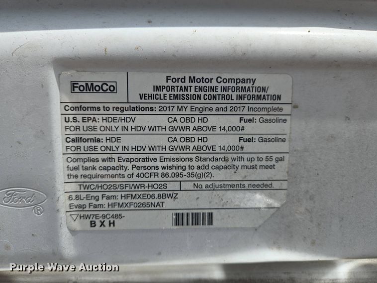 image for item EJ7509 2017 Ford E450 van cab and chassis