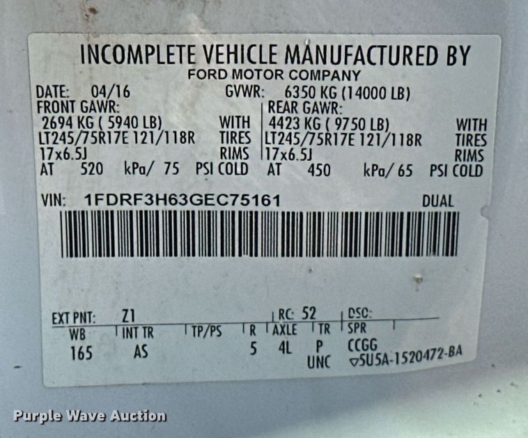 image for item EJ8627 2016 Ford F350 Super Duty XL flatbed pickup truck