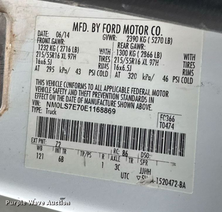 image for item EJ8700 2014 Ford Transit Connect van