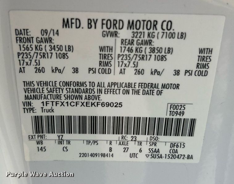 image for item EK2959 2014 Ford F150 STX SuperCab pickup truck