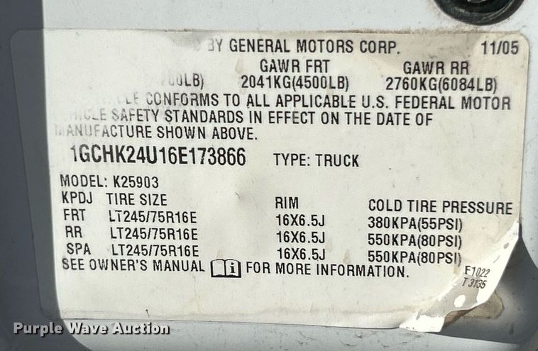 image for item EK2960 2006 Chevrolet Silverado 2500HD pickup truck