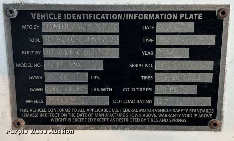 image for item EK2965 2004 Freightliner Business Class M2 box truck