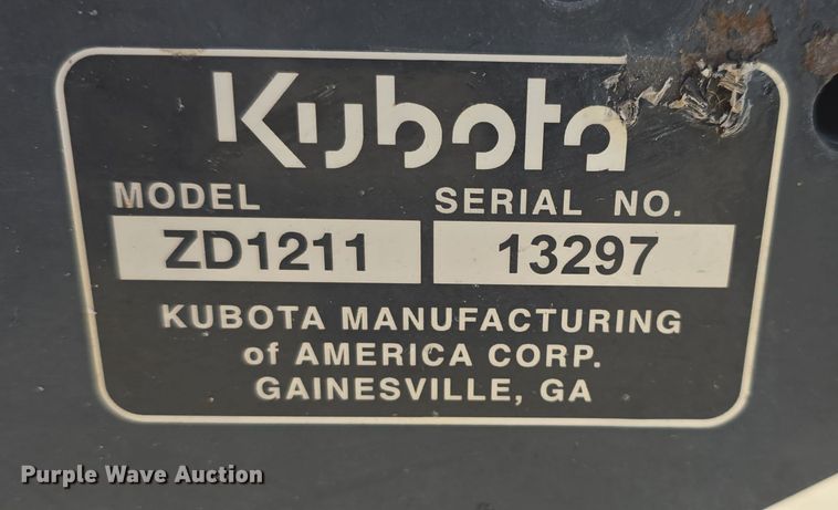 image for item EK5170 2016 Kubota ZD1211 ZTR lawn mower