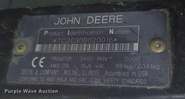 image for item EK5186 2001 John Deere 2030 Pro Gator utility vehicle