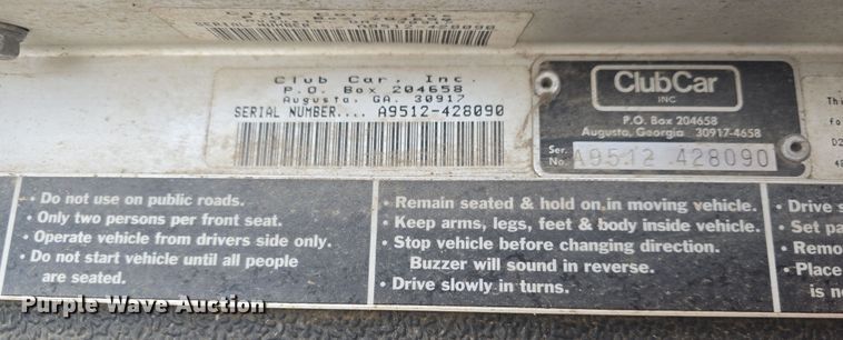 image for item EK5189 1995 Club Car DS golf cart