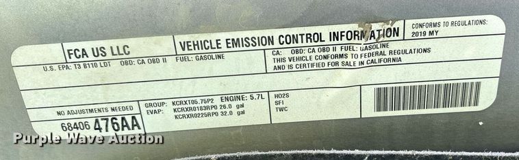 image for item EM0042 2019 Dodge Ram 1500 Crew Cab pickup truck