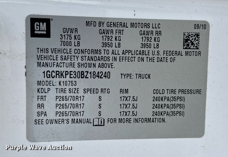 image for item EM3961 2011 Chevrolet Silverado 1500 Ext. Cab pickup truck