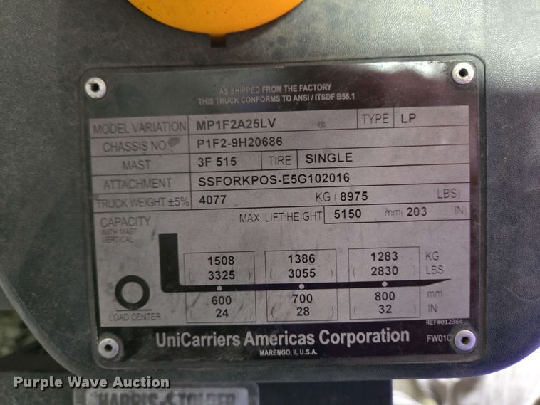 image for item EM6019 2016 UniCarriers PF50 forklift