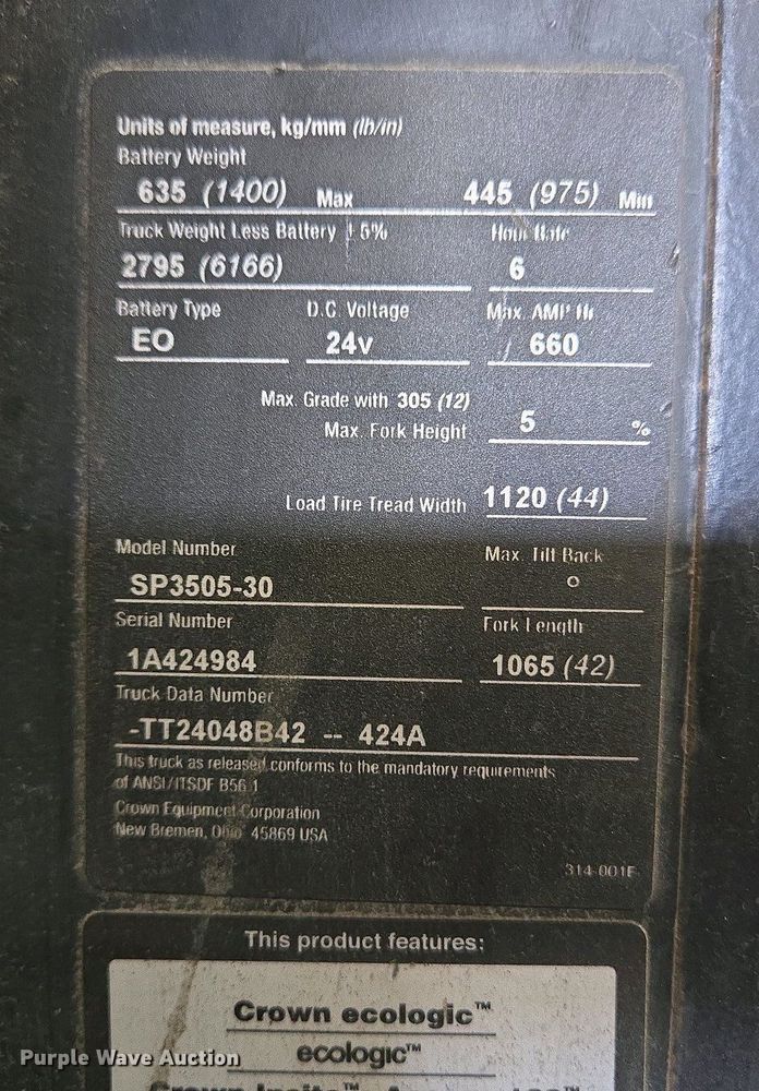 image for item EM6023 2014 Crown SP3505-30 order picker