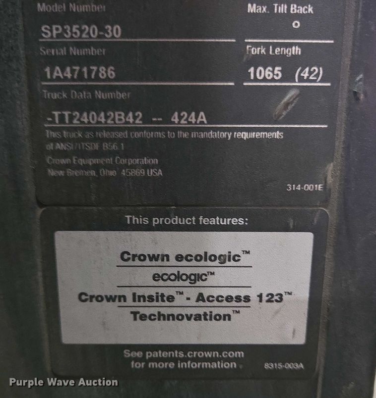 image for item EM6025 2016 Crown SP3520-30 order picker