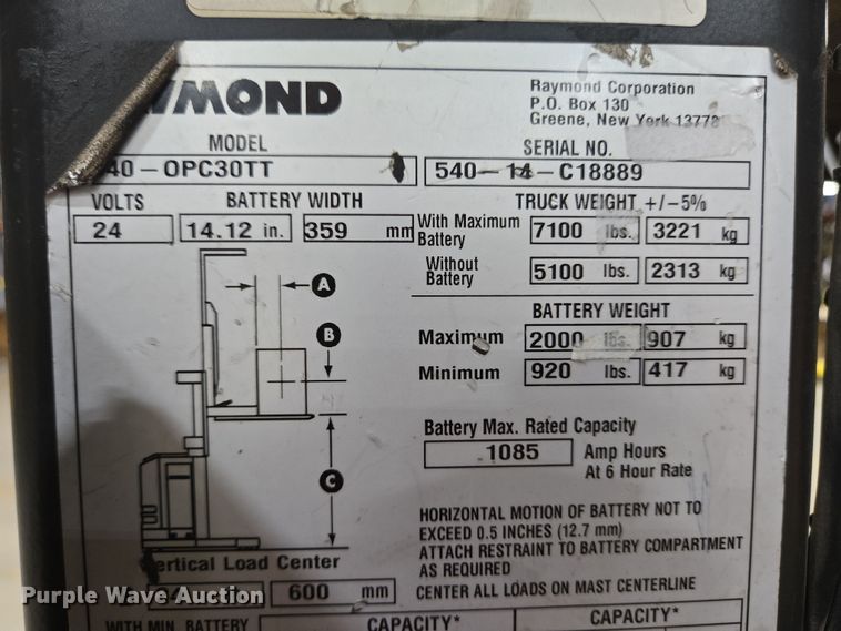image for item EM6030 Raymond 540-OPC30TT order picker