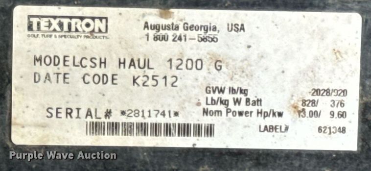 image for item EN4508 Cushman Hauler 1200 golf cart