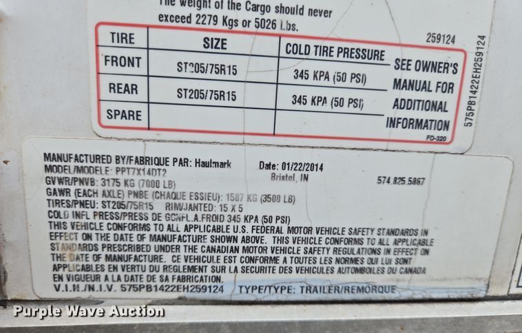 image for item EN8936 2014 Haulmark enclosed cargo trailer