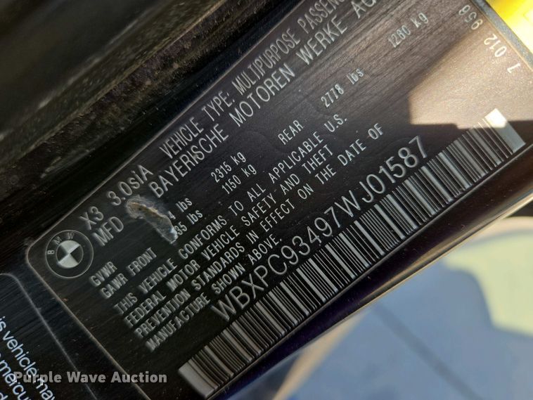 image for item EO0767 2007 BMW X3 SUV