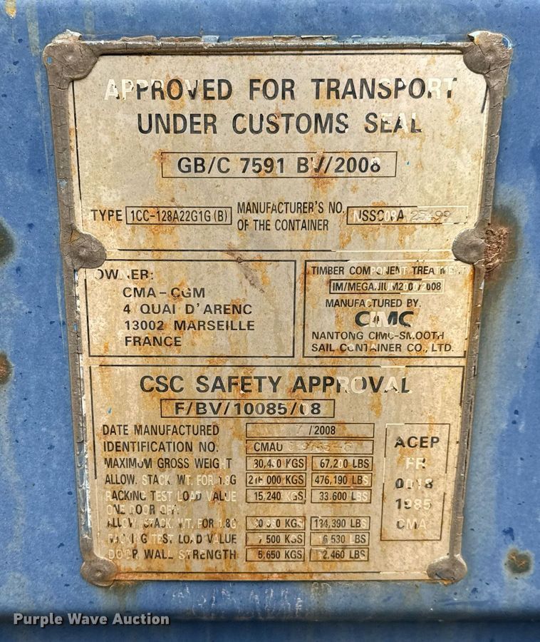image for item EQ1359 2008 CIMC Storage container