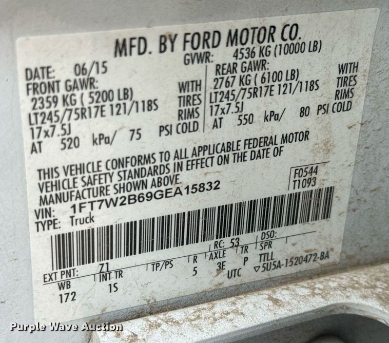 image for item EQ1402 2016 Ford F250 Super Duty  Crew Cab utility bed pickup truck