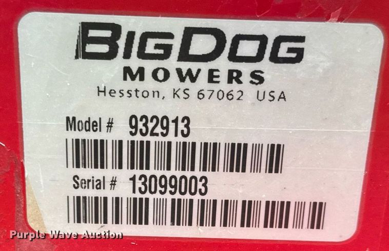 image for item EQ1441 2013 Big Dog Alpha 932913 ZTR lawn mower