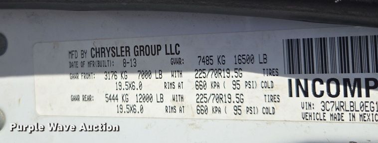 image for item FB9357 2014 Dodge Ram 4500 crane truck