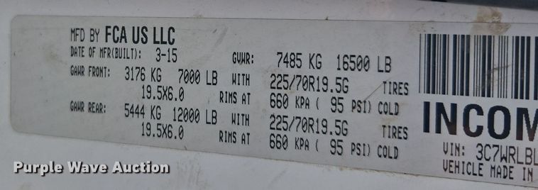 image for item FB9363 2015 Dodge Ram 4500 crane truck