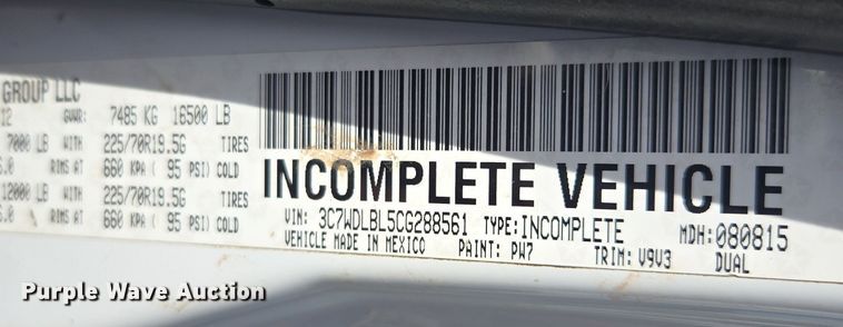 image for item FB9364 2012 Dodge Ram 4500 flatbed truck