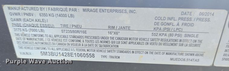 image for item FB9369 2014 Mirage Trailer flatbed trailer
