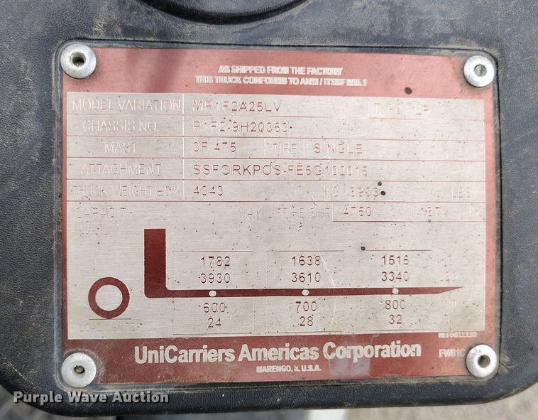 image for item IP9547 UniCarriers PF50 forklift