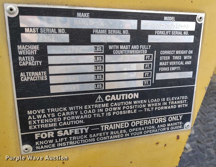 image for item IP9548 2015 Harlo HP8500 forklift