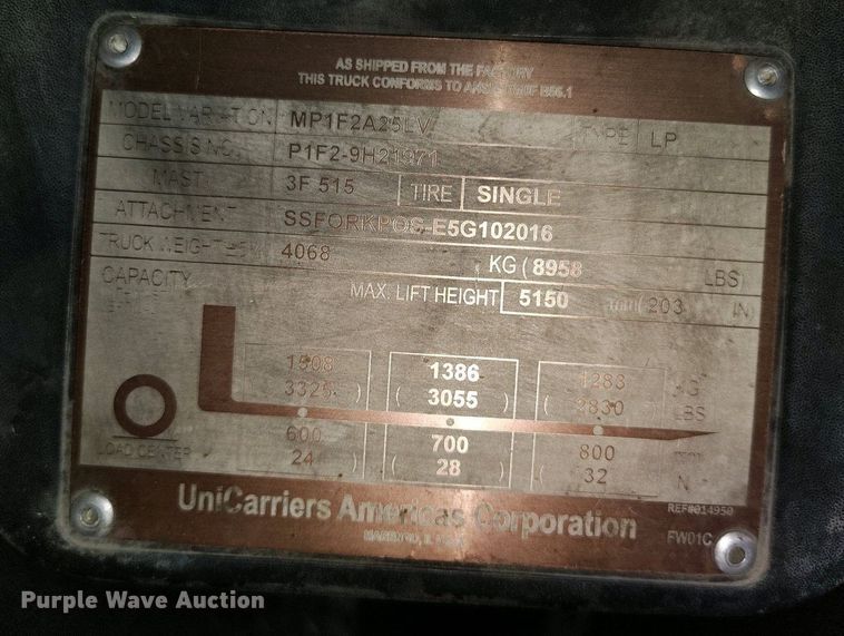 image for item IP9560 UniCarriers PF50 forklift