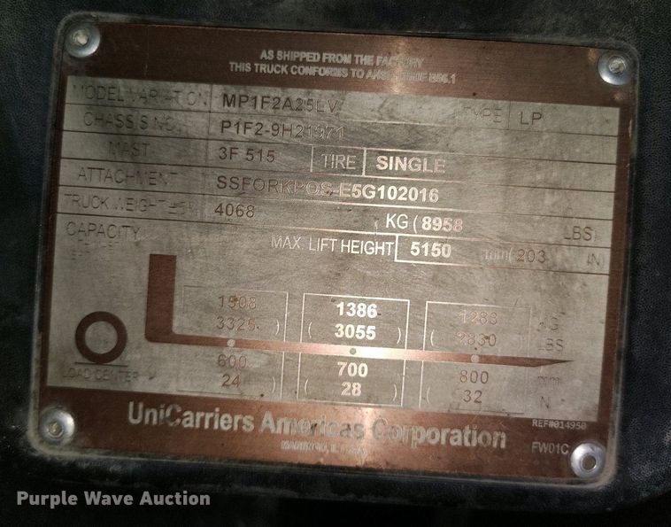 image for item IP9560 UniCarriers PF50 forklift