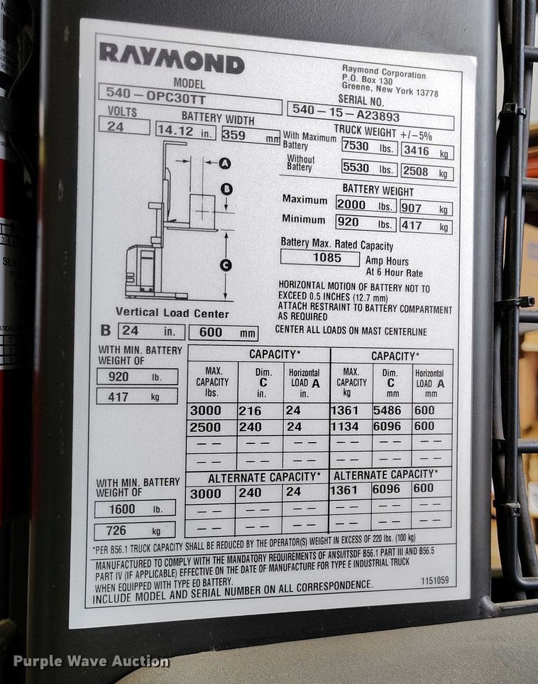 image for item IP9562 Raymond 540-OPC30TT order picker