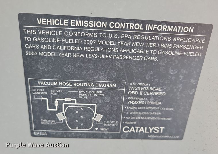image for item NV9766 2007 Nissan 350Z convertible