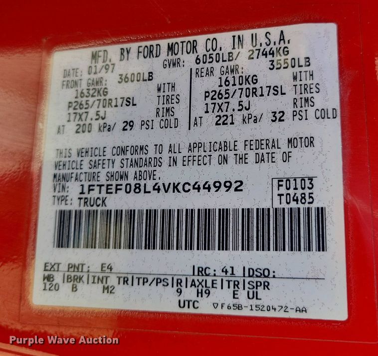 image for item NV9827 1997 Ford F150 XLT pickup truck